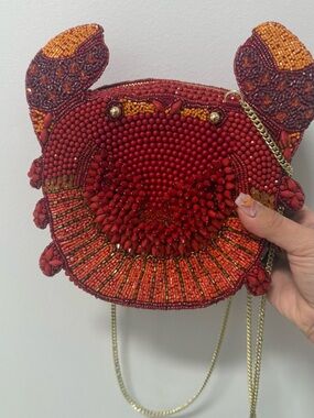 Beaded Red Crab Crossbody Bag - Designer-Inspired